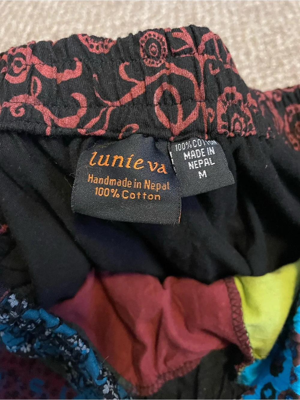 Lunie Va Patchwork style boho hippie midi skirt